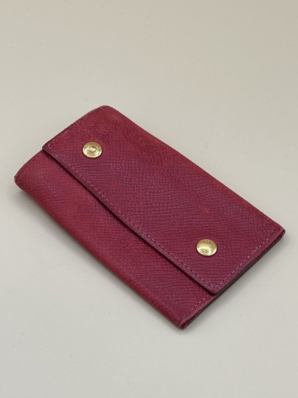 Hermes Vintage 6 Cles Key Holder Case Burgundy Red Epsom Leather Gold Hardware